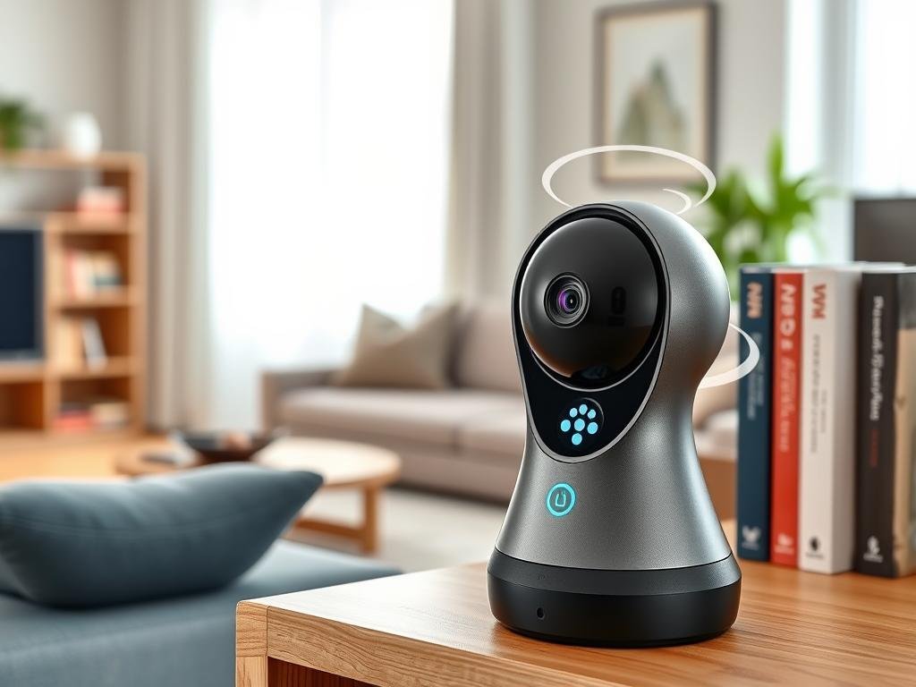 Laxihub Haustierkamera mit 355° Schwenkfunktion in einem Wohnzimmer