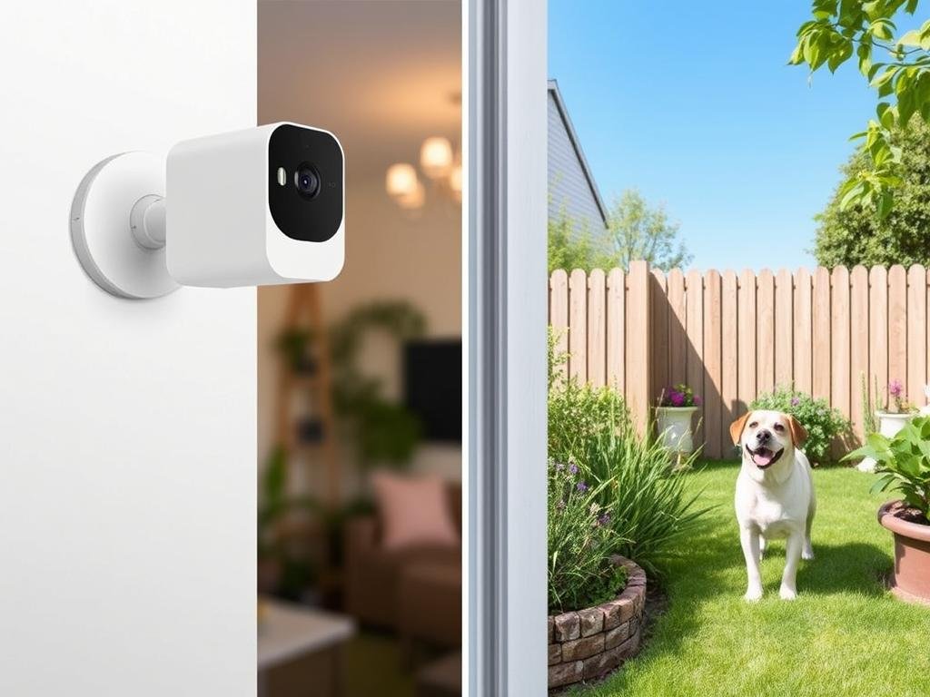 Ring Stick Up Cam Battery für Innen- und Außenüberwachung mit Hund im Garten