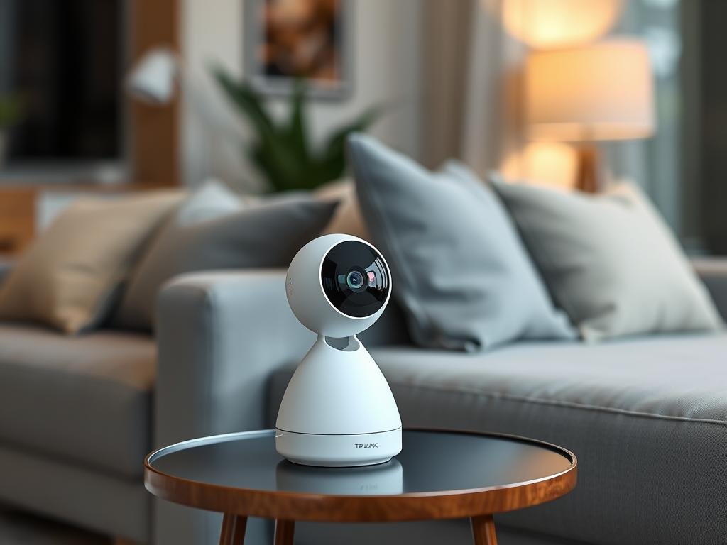 TP-Link Tapo C210 Haustierkamera mit 360° Abdeckung in einem Wohnzimmer